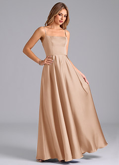 Azazie Elita Bridesmaid Dresses English Rose A-Line Pleated Stretch Satin Dress image3