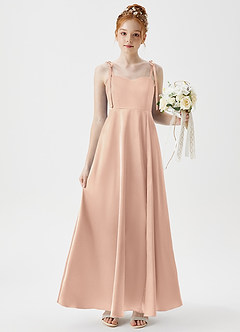 Azazie Rosey Junior A-Linie Herzausschnitt Metallischer Satin Kleid Englisches Rosa image1