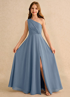 Azazie Puddles Girls Formal Flower Girl Dresses Twilight A-Line One Shoulder Chiffon Dress image5