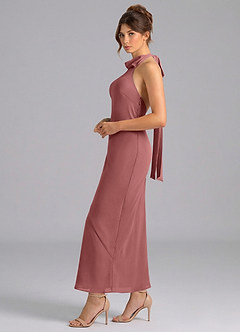 Azazie Velli Suknie dla druhen Syrena Wysoka Kołnierz Szyfon Długość kostki Sukienka image4