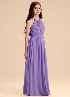 Azazie Malone Junior Vestido de Tahití de Gasa de Corte en A con Plisado image5