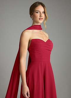 Azazie Ayla Abiti da Damigella Abito A-Line in Chiffon Scollo a Cuore Scarlatto image6