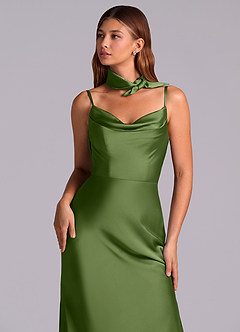 Azazie Yazmine Final Sale Juniper Mermaid Pleated Stretch Satin Dress image8