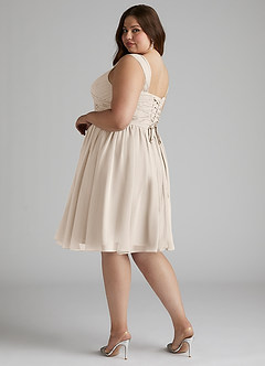Azazie Angie Bridesmaid Dresses White Alabaster A-Line Corset Chiffon Dress image16