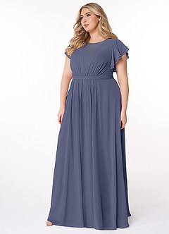 Azazie Daphne Modest Bridesmaid Dresses A-Line Ruffled Chiffon Floor-Length Dress image8