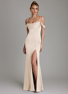 Azazie Nira Bridesmaid Dresses White Alabaster Mermaid Corset Stretch Satin Dress image5