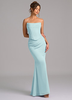 Azazie Sorrel Bridesmaid Dresses Sea Glass Mermaid Corset Chiffon Dress image7