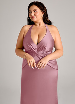 Azazie Valerie Brautjungfernkleider Meerjungfrau-Linie Plissee Stretch-Satin Kleid Vintage Mauve image13