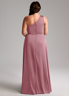 Azazie Brooke Bridesmaid Dresses Vintage Mauve A-Line One Shoulder Stretch Satin Dress image9