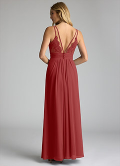 Azazie Maren Allure Bridesmaid Dresses Rust A-Line V-Neck Lace Chiffon Dress image5