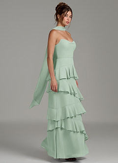 Azazie Imani Bridesmaid Dresses Agave A-Line Ruched Chiffon Dress image6
