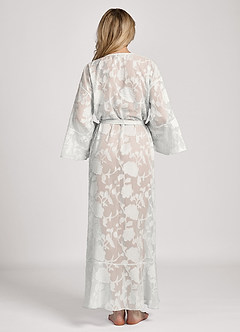 front Floral Jacquard Ruffle Long Robe