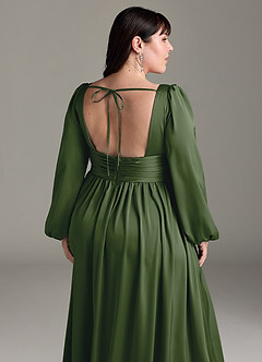 Azazie Norah Robes de demoiselle d'honneur Robe Trapèze en Satin extensible Genévrier image13