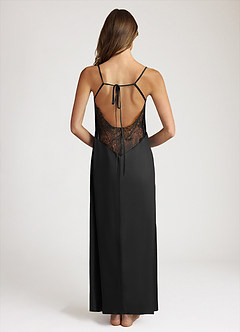 front Satin and Lace Midi Slip Dress