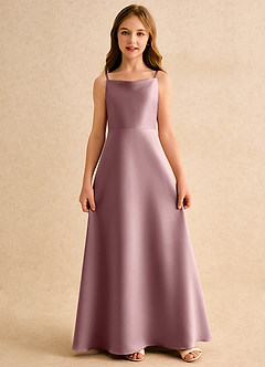 Azazie Joella Junior Formal Flower Girl Dresses Dusty Rose A-Line Pleated Matte Satin Dress image5