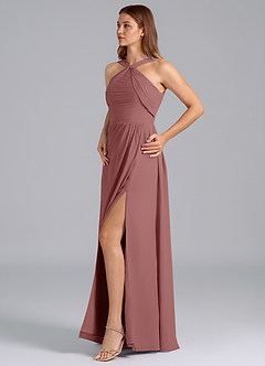 Azazie Mianna Bridesmaid Dresses Desert Rose A-Line Pleated Chiffon Dress image5