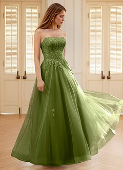 Pipery Green Corset Glitter-Tulle Ruffles Prom Dress image5