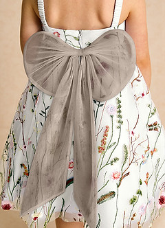 Azazie Peppa Flower Girl Dresses Ivory Taupe A-Line Sweetheart Neckline Tulle Dress image6