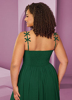Barbie ♥ Azazie Jurken voor bruidsmeisjes Jurk van Chiffon met A-Lijn Geplooid Donkergroen image9
