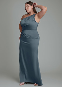Azazie Akilah Bridesmaid Dresses Twilight Mermaid One Shoulder Stretch Satin Dress image12