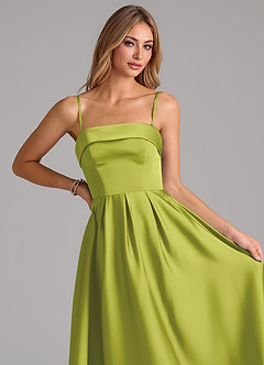 Azazie Lucienne Bridesmaid Dresses Lemongrass A-Line Strapless Stretch Satin Convertible Dress image2