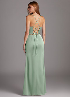 Azazie Brookelle Bridesmaid Dresses Agave Sheath Sweetheart Corset Stretch Satin Dress image3
