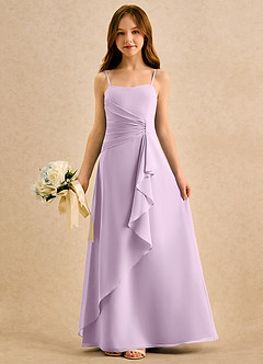 Azazie lolly Girls Formal Robe Demoiselle D'honneur Fillette Robe Trapèze en Mousseline de soie Plissée Frostiges Flieder image3