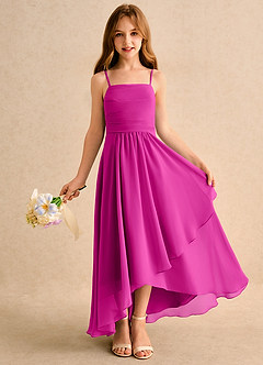 Azazie Twilight Dance Girls Formal Flower Girl Dresses Fuchsia A-Line Pleated Chiffon Dress image1