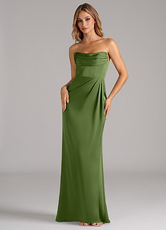 Azazie Johana Robes de demoiselle d'honneur Robe Sirène Convertible en Satin extensible Épaule décolletée Genévrier image5