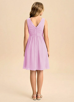 Azazie Skyla Junior Vestido de Rosa Caramelo de Gasa de Corte en A con Plisado image2