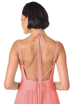 Azazie Farren Brautjungfernkleider Wandelbar A-Linie Plissee Chiffon Kleid Koralle image6