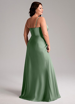 Azazie Lidia Vestidos de damas de honor Vestido de Matcha de Satén Elástico de Corte Sirena con Corte Lateral image13