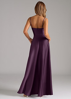 Azazie Elle Bridesmaid Dresses Plum A-Line Pleated Stretch Satin Dress image7