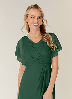 Azazie Waverly Kleider für die Brautmutter Etui Plissee Gittergewebe Kleid Dunkelgrün image5