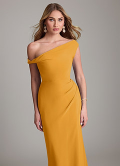 Azazie Emerson Brudtärnklänningar Klä av Tubklänning i Chiffong Av axeln Knäck image2