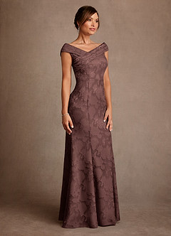 Azazie Aberdeen vestidos de madre de la novia Vestido de Expresado de Devorado Floral de Corte Recto con Plisado image3