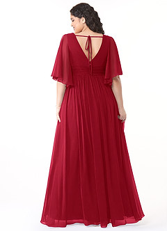 Azazie Temeka Bridesmaid Dresses Scarlet A-Line Ruched Chiffon Dress image8