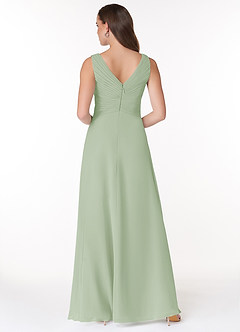 Azazie Flora Bridesmaid Dresses Dusty Sage A-Line Pleated Chiffon Dress image2
