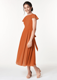 Azazie Payton Junior A-Linie Schleifen Chiffon Kleid Kanel image5