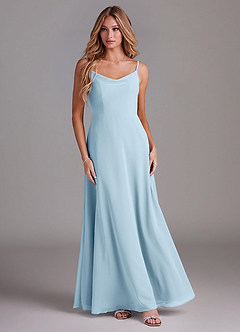 Azazie Daenerys Bridesmaid Dresses Sky Blue A-Line Cowl Chiffon Dress image3