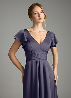 Azazie Omari Bridesmaid Dresses Stormy A-Line Stretch Satin Dress image6