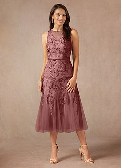 Azazie Herrin vestidos de madre de la novia Vestido de Rosa Del Desierto de Encaje de Sirena image2