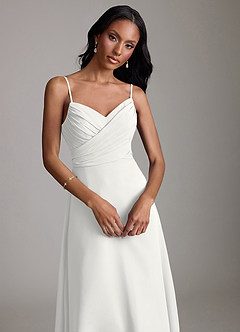 Azazie Kali Bridesmaid Dresses White A-Line Pleated Chiffon Dress image5