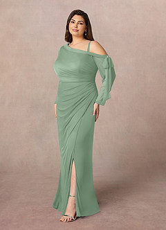 Azazie Marna Abiti per la Madre della Sposa Abito Tubino in Maglia Monospalla Matcha image7