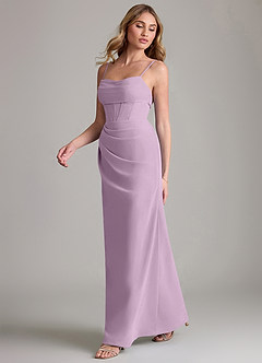 Azazie Mai Bridesmaid Dresses Wisteria Sheath Pleated Chiffon Dress image4