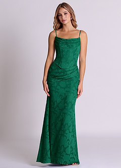 Azazie Sorrel Abiti da Damigella Abito Convertibile Sirena in Burnout Floreale Corsetto Smeraldo image6