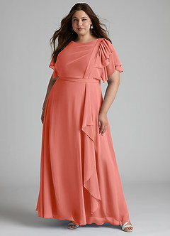 Azazie Aaliyah vestidos de dama de honor modestos Vestido Corte en A Plisado Scoop Hasta el suelo Gasa image6