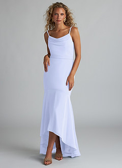 Azazie Summer Bridesmaid Dresses Lavender Mermaid Scoop Cowl Chiffon Dress image1