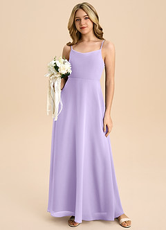 Azazie Shale Junior Lilac A-Line Bow Chiffon Dress image5