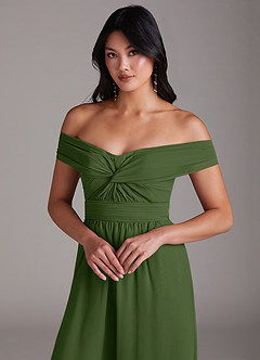 Azazie Lamara Jurken voor bruidsmeisjes Converteerbaar Jumpsuit van Chiffon Off the Shoulder Olijf image7